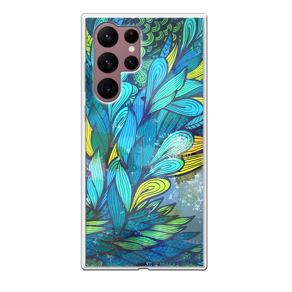 Colorful Art in Blue Galaxy S22 Ultra 5G Case