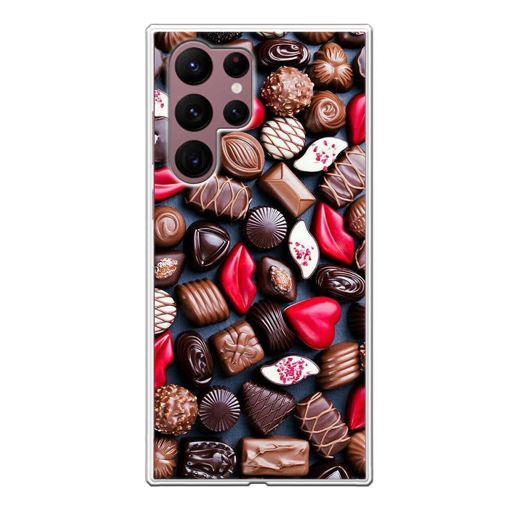 I Love Choco Pattern Galaxy S22 Ultra 5G Case