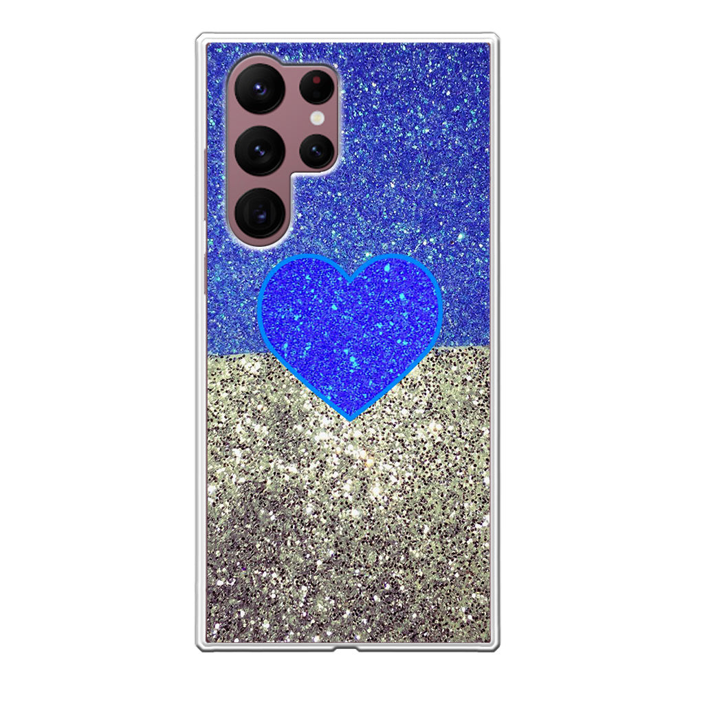 Love Glitter Blue and Grey Galaxy S22 Ultra 5G Case