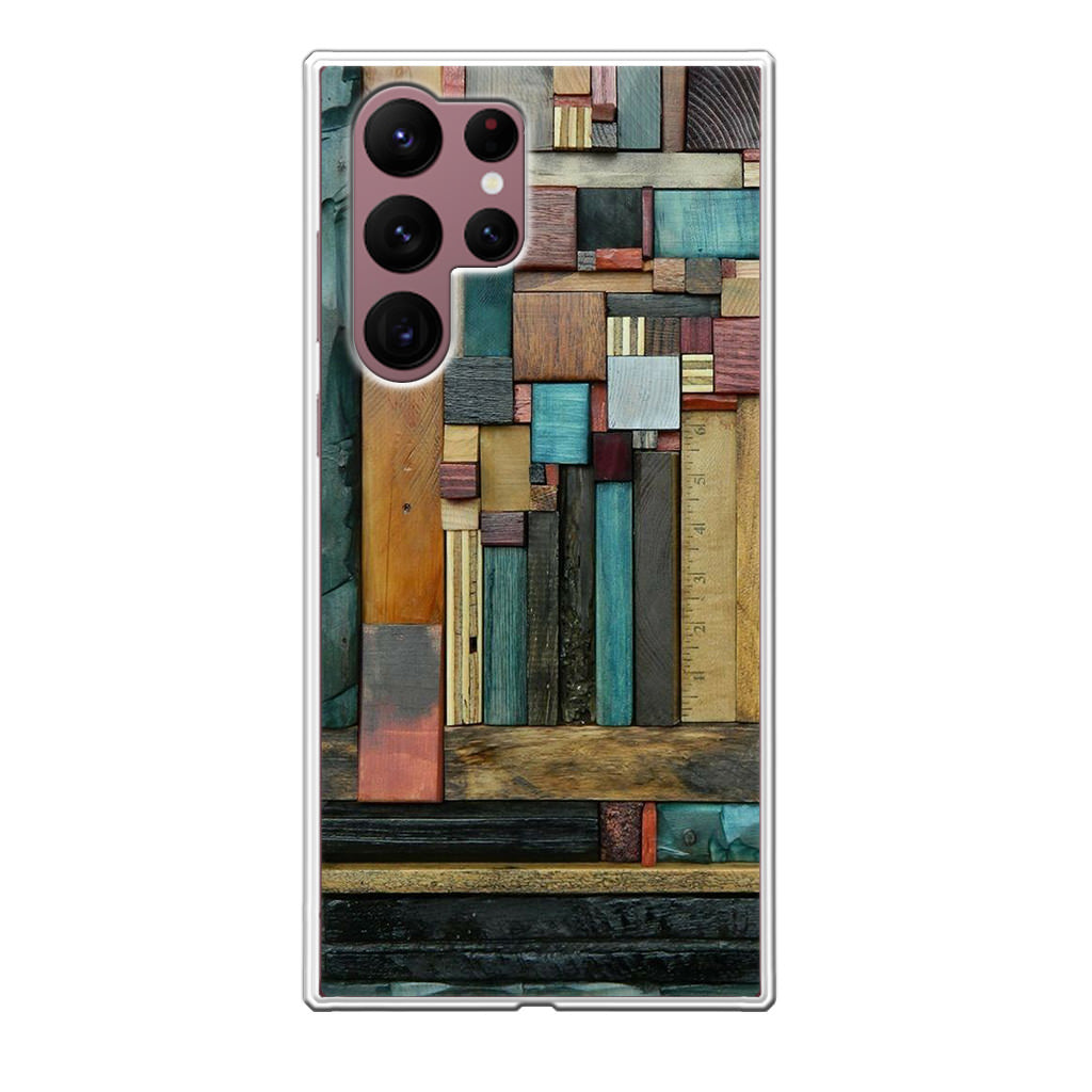 Painted Abstract Wood Sculptures Galaxy S22 Ultra 5G Case