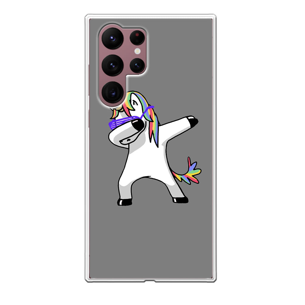 Unicorn Dabbing Grey Galaxy S22 Ultra 5G Case