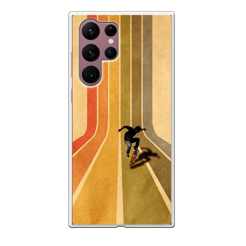 Vintage Skateboard On Colorful Stipe Runway Galaxy S22 Ultra 5G Case
