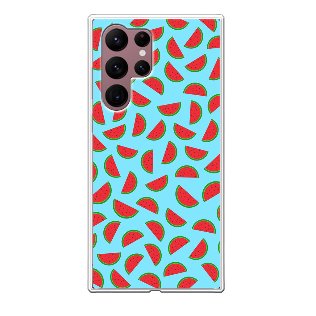 Watermelon Fruit Pattern Blue Galaxy S22 Ultra 5G Case