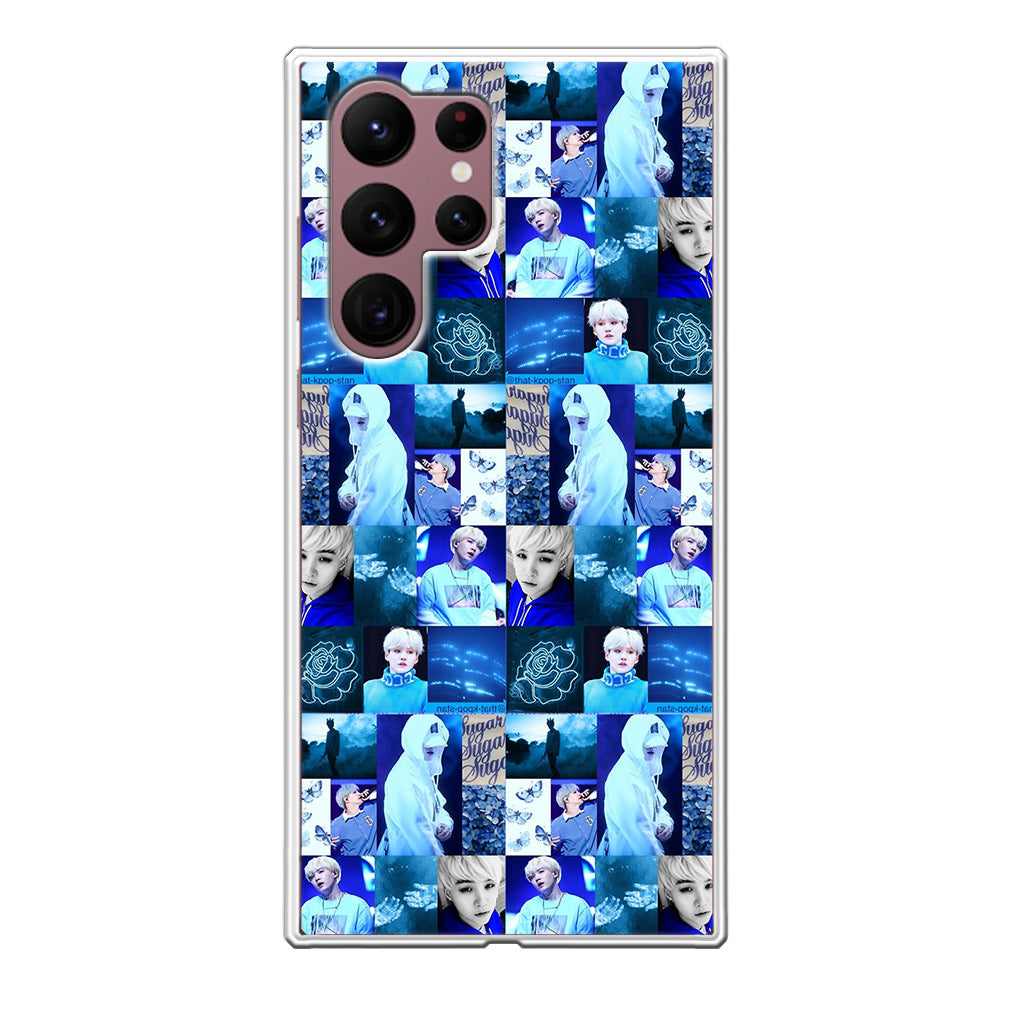 BTS Suga Blue Aesthetic Collage Galaxy S22 Ultra 5G Case