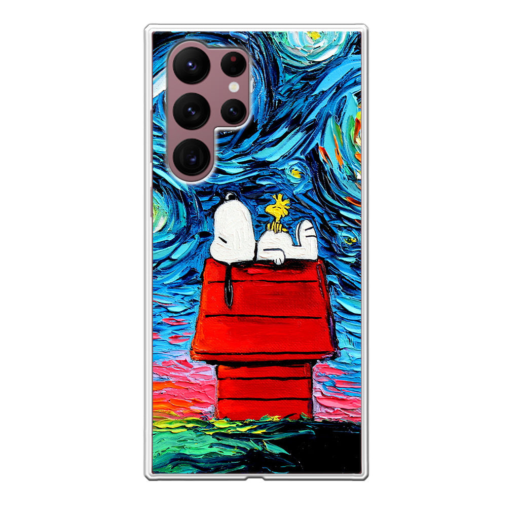 Dog Lying Under Starry Night Van Gogh Galaxy S22 Ultra 5G Case