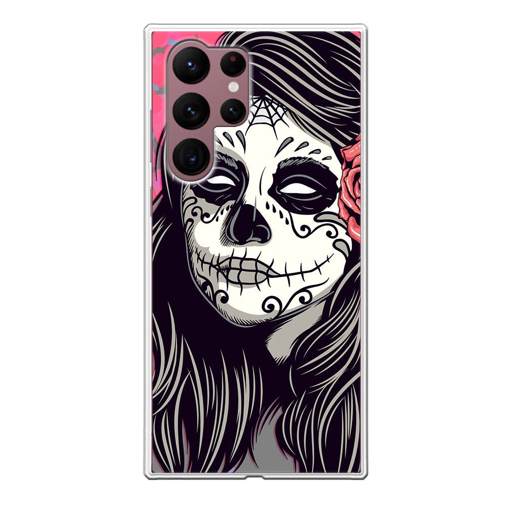 Girl Skull Flower Galaxy S22 Ultra 5G Case