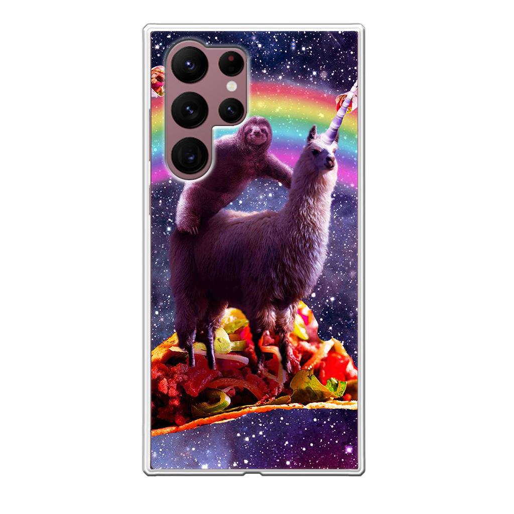 LLama And Sloth On Space Galaxy S22 Ultra 5G Case