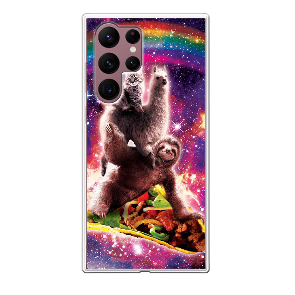 LLama Sloth And Cat Playing Together Galaxy S22 Ultra 5G Case