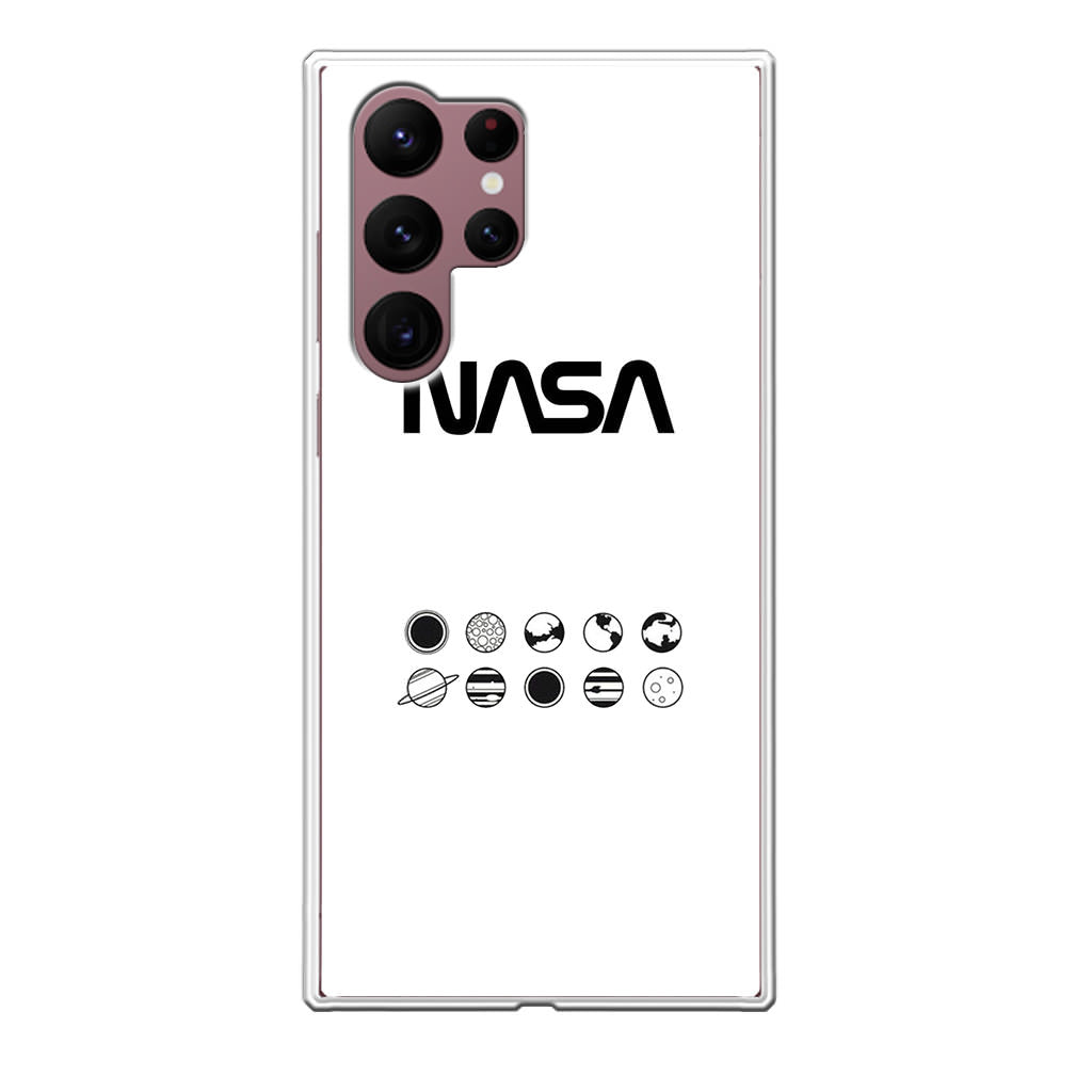 NASA Minimalist White Galaxy S22 Ultra 5G Case