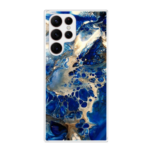 Abstract Golden Blue Paint Art Galaxy S22 Ultra 5G Case