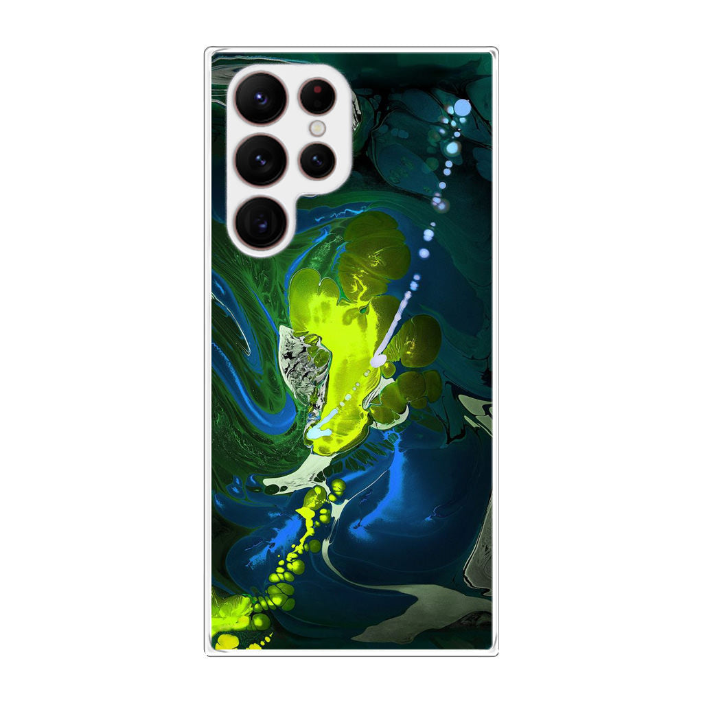 Abstract Green Blue Art Galaxy S22 Ultra 5G Case