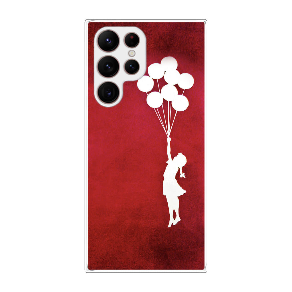 Banksy Girl With Balloons Red Galaxy S22 Ultra 5G Case