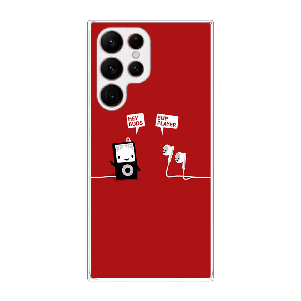 Funny Music Headphones Player Buds Galaxy S22 Ultra 5G Case