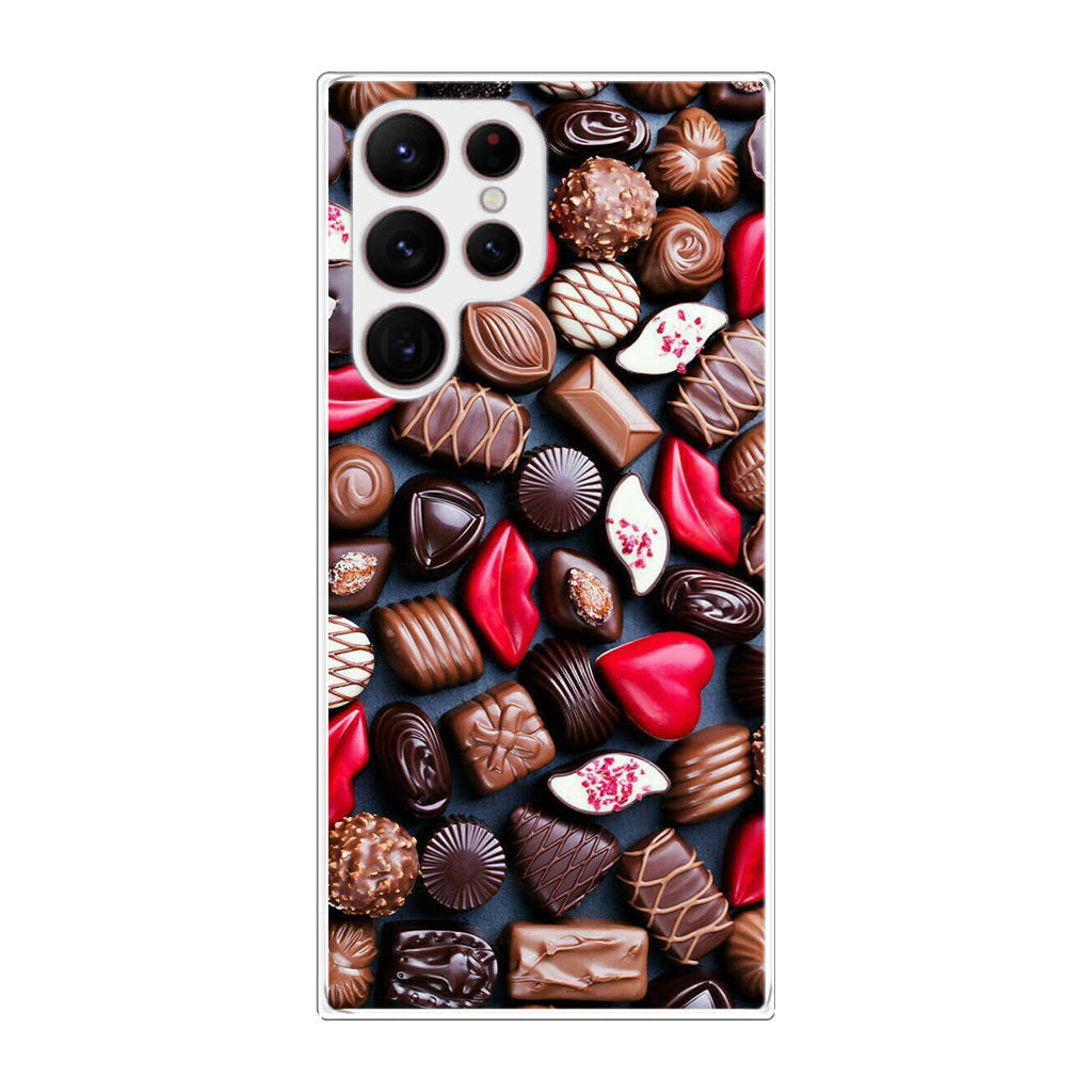 I Love Choco Pattern Galaxy S22 Ultra 5G Case