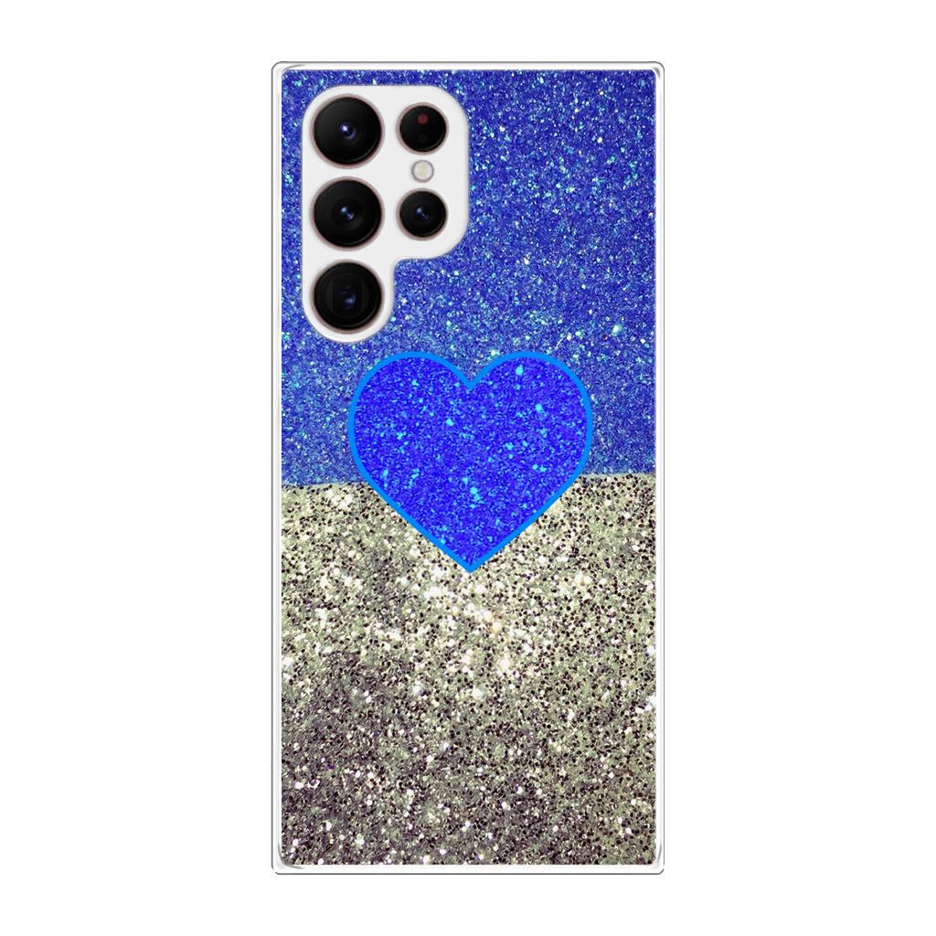 Love Glitter Blue and Grey Galaxy S22 Ultra 5G Case