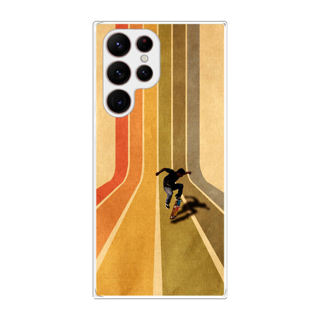 Vintage Skateboard On Colorful Stipe Runway Galaxy S22 Ultra 5G Case