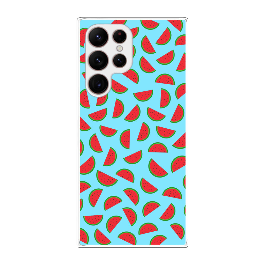 Watermelon Fruit Pattern Blue Galaxy S22 Ultra 5G Case