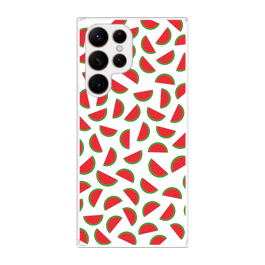 Watermelon Fruit Pattern White Galaxy S22 Ultra 5G Case