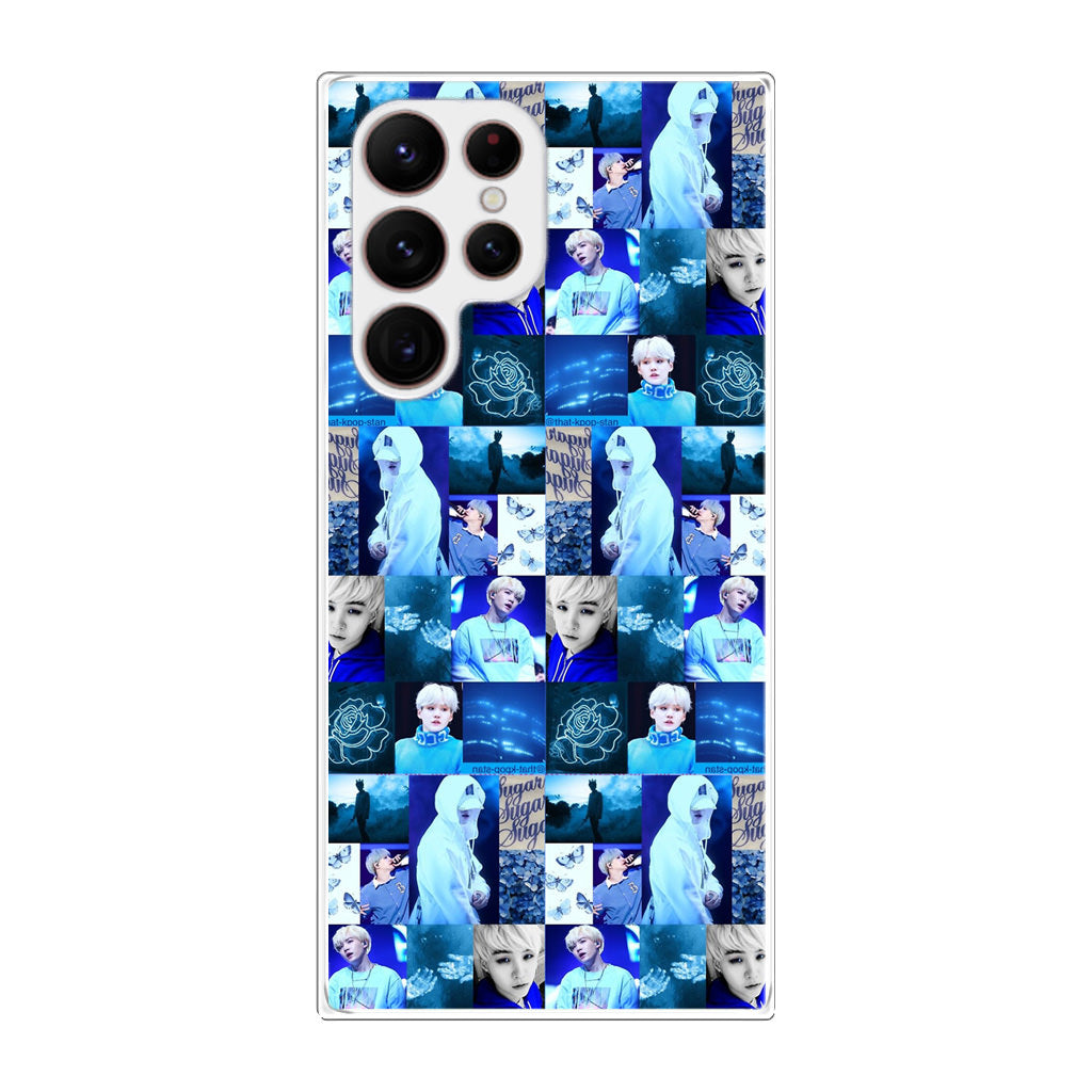 BTS Suga Blue Aesthetic Collage Galaxy S22 Ultra 5G Case