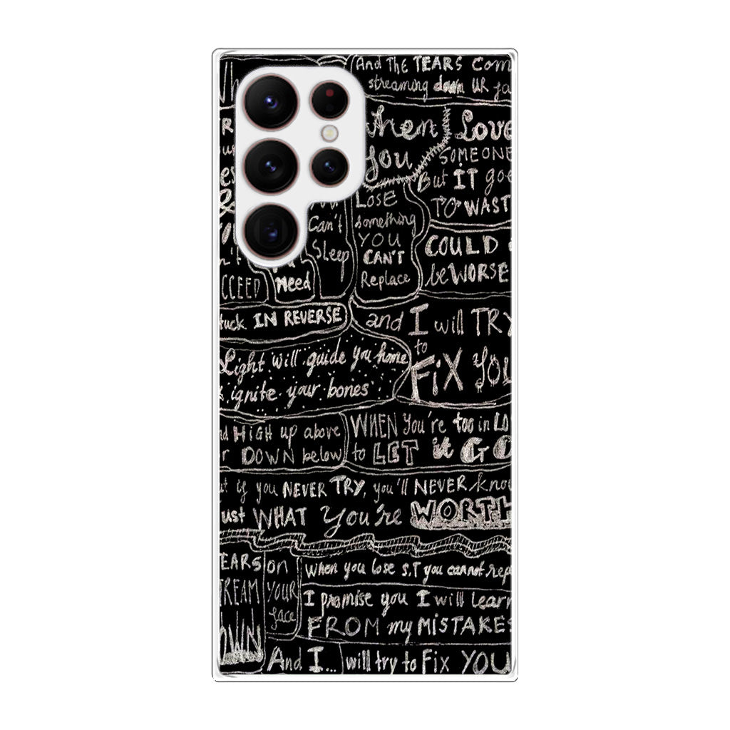 Fix You Lyrics Galaxy S22 Ultra 5G Case