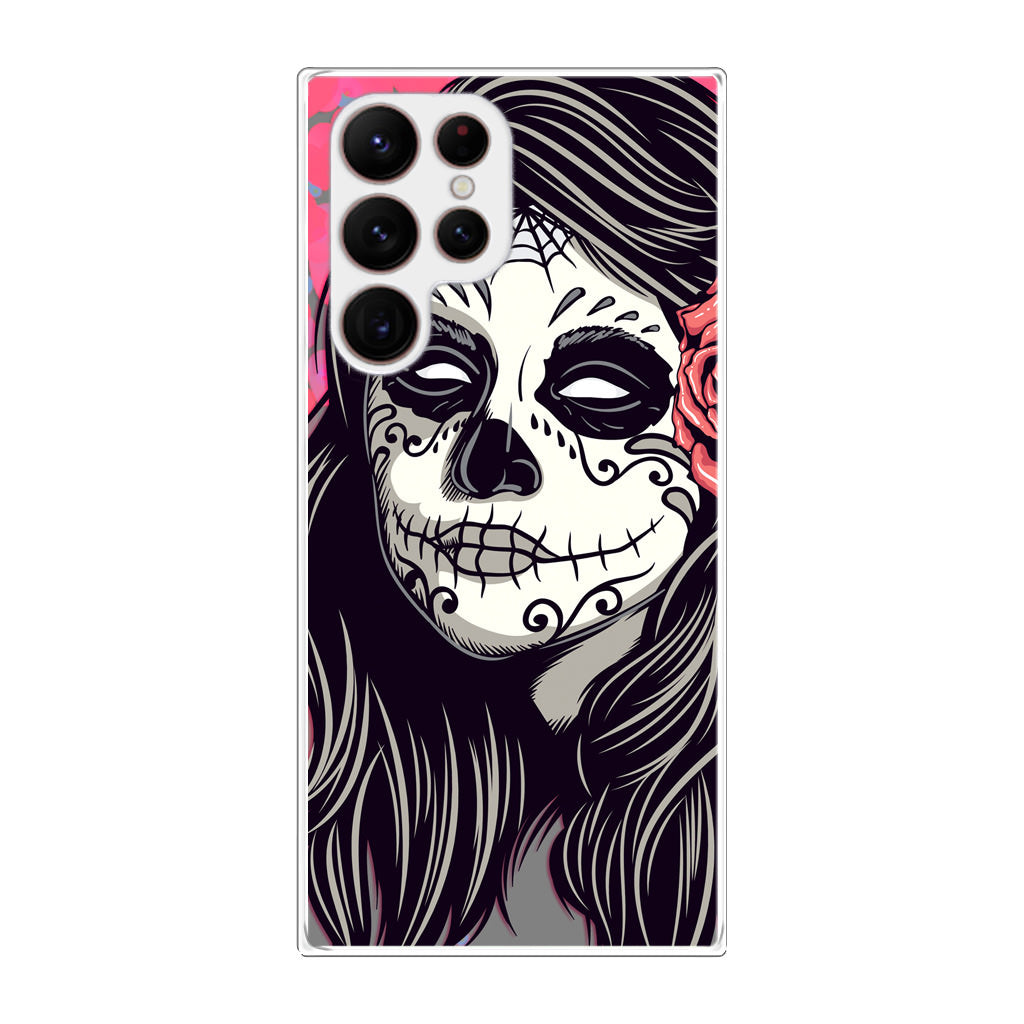 Girl Skull Flower Galaxy S22 Ultra 5G Case