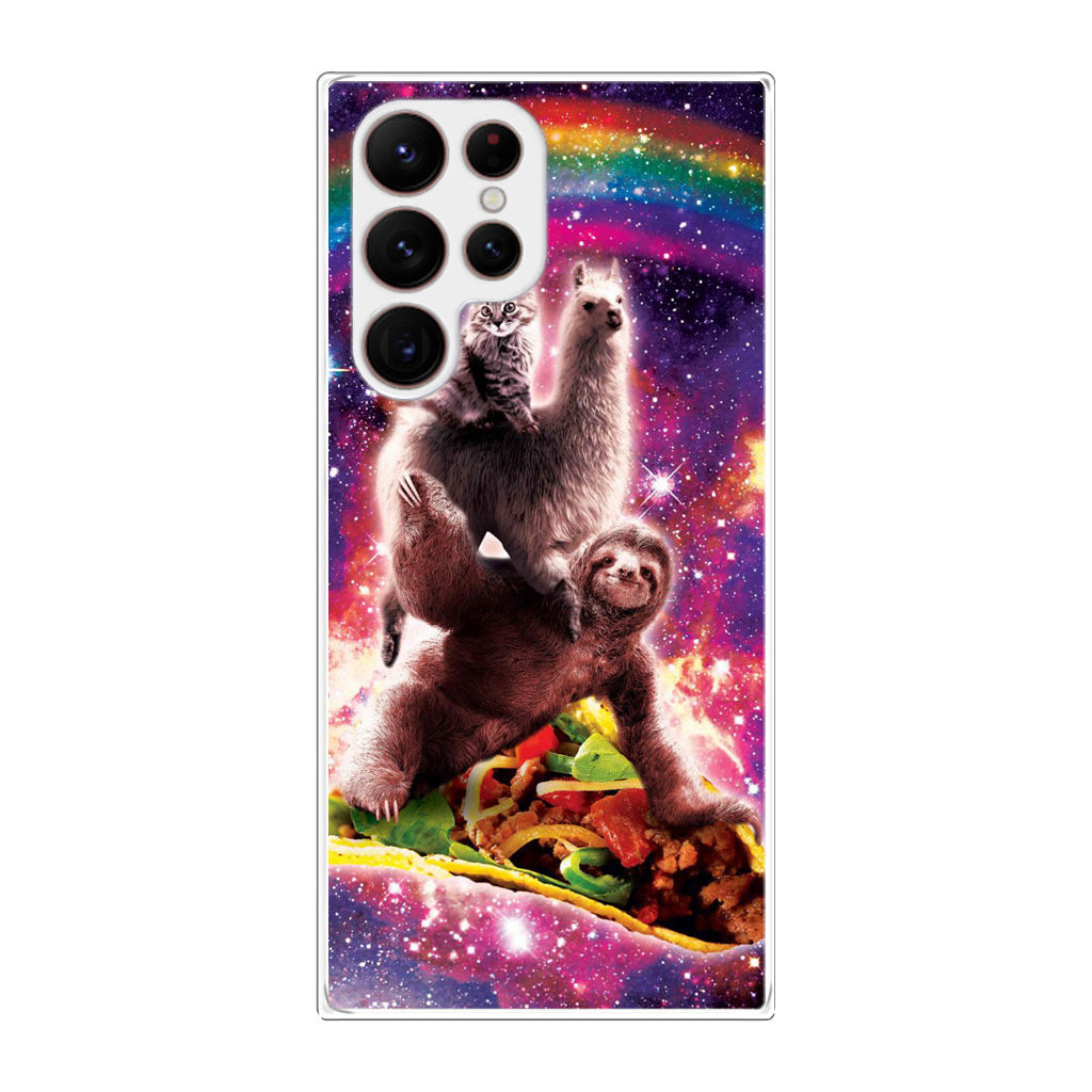 LLama Sloth And Cat Playing Together Galaxy S22 Ultra 5G Case