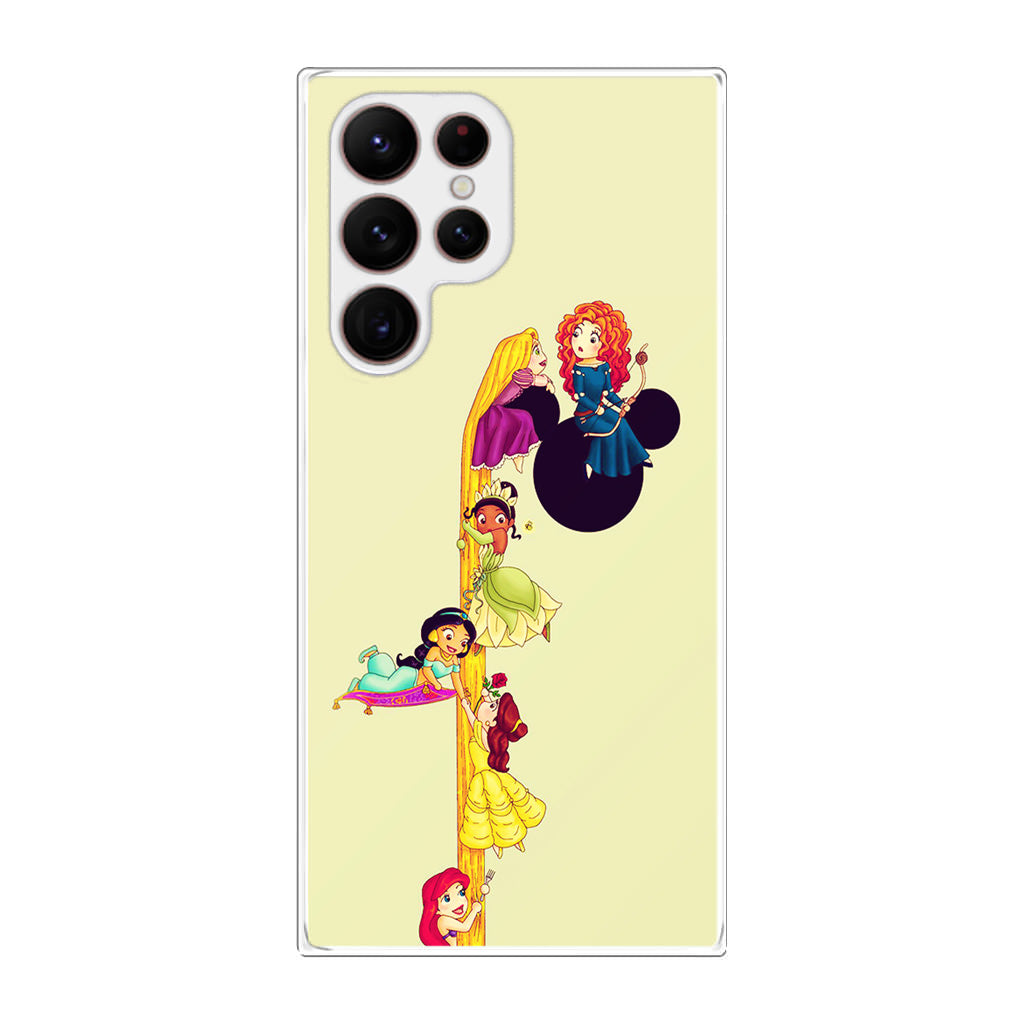 Princesses Climbing Rapunzel's Hair Galaxy S22 Ultra 5G Case