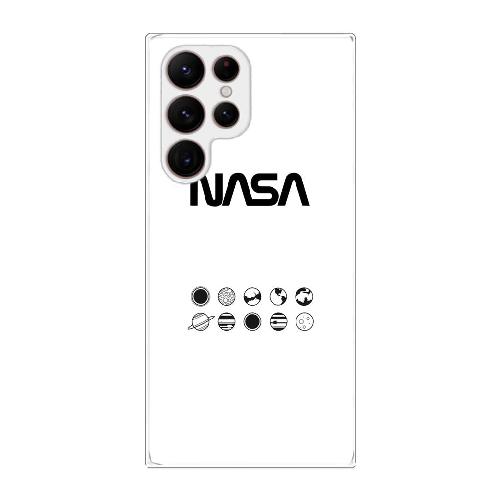 NASA Minimalist White Galaxy S22 Ultra 5G Case