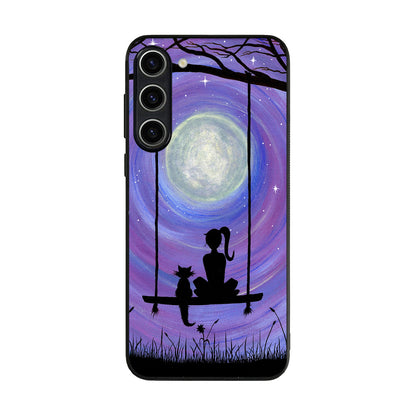 Girl Cat and Moon Samsung Galaxy S23 / S23 Plus Case