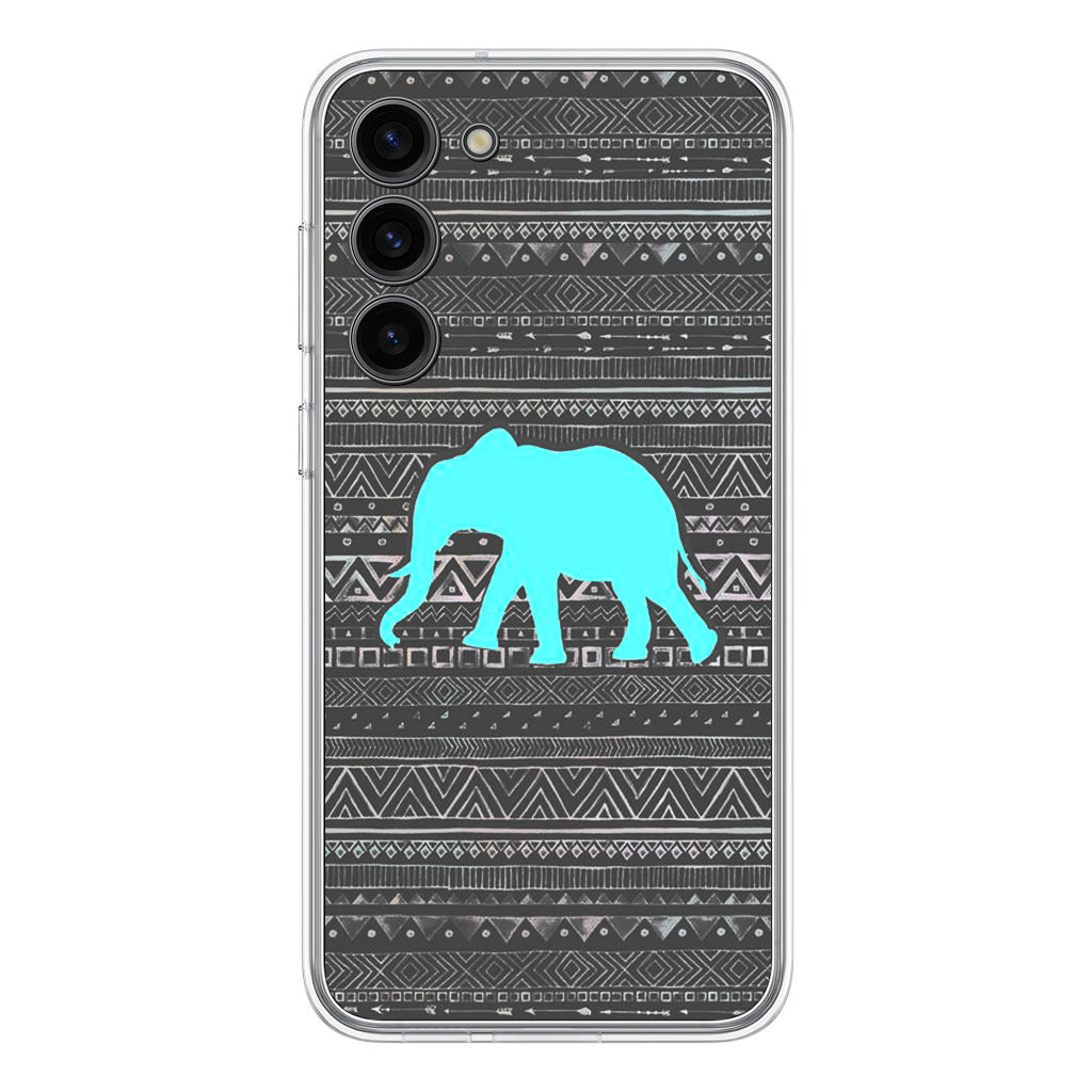 Aztec Elephant Turquoise Samsung Galaxy S23 / S23 Plus Case