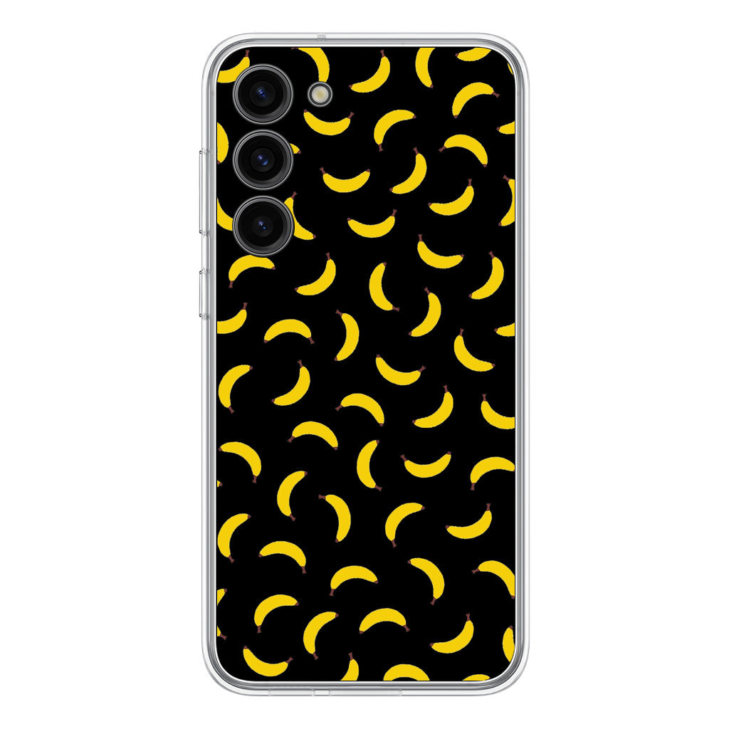 Bananas Fruit Pattern Black Samsung Galaxy S23 / S23 Plus Case