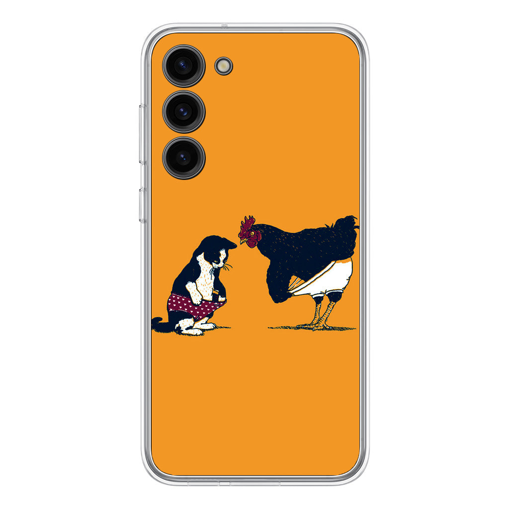 Cat Chicken Yellow Underwear Cute Samsung Galaxy S23 / S23 Plus Case