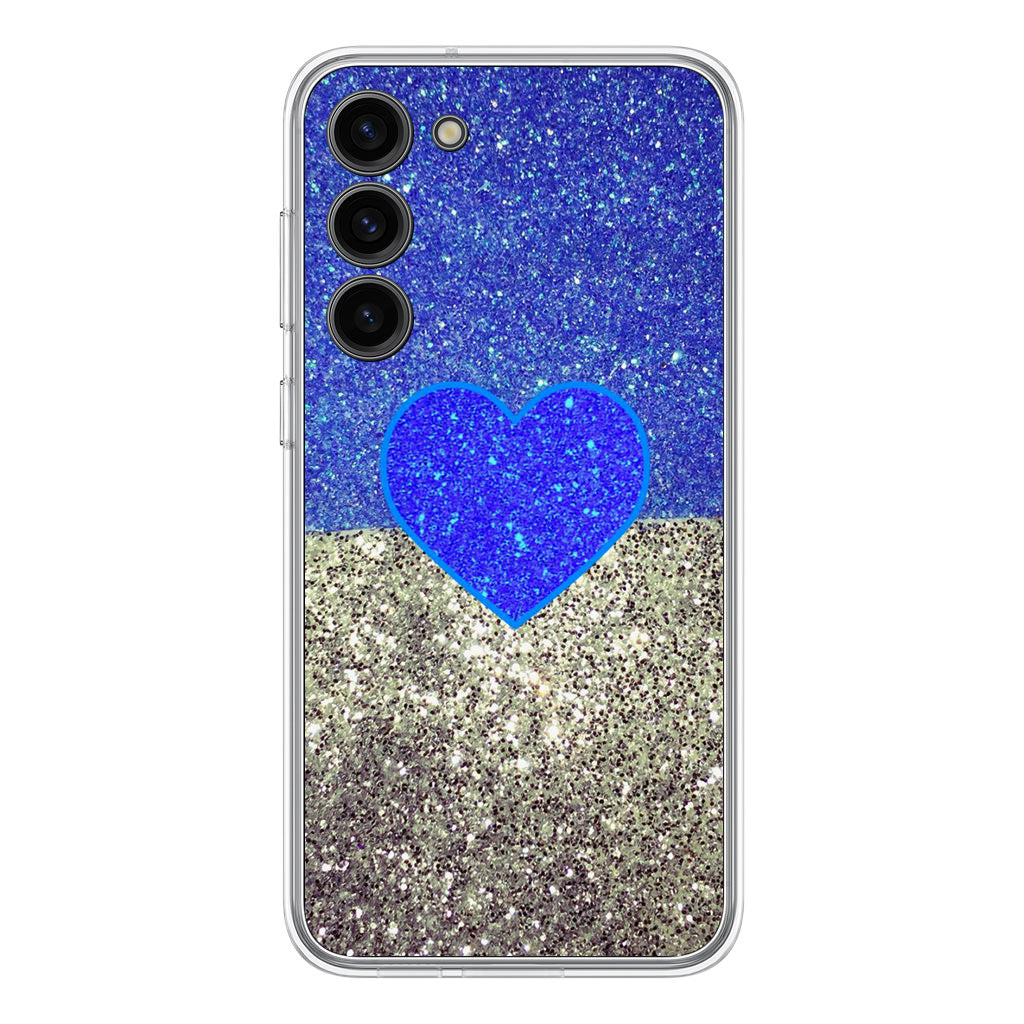 Love Glitter Blue and Grey Samsung Galaxy S23 / S23 Plus Case