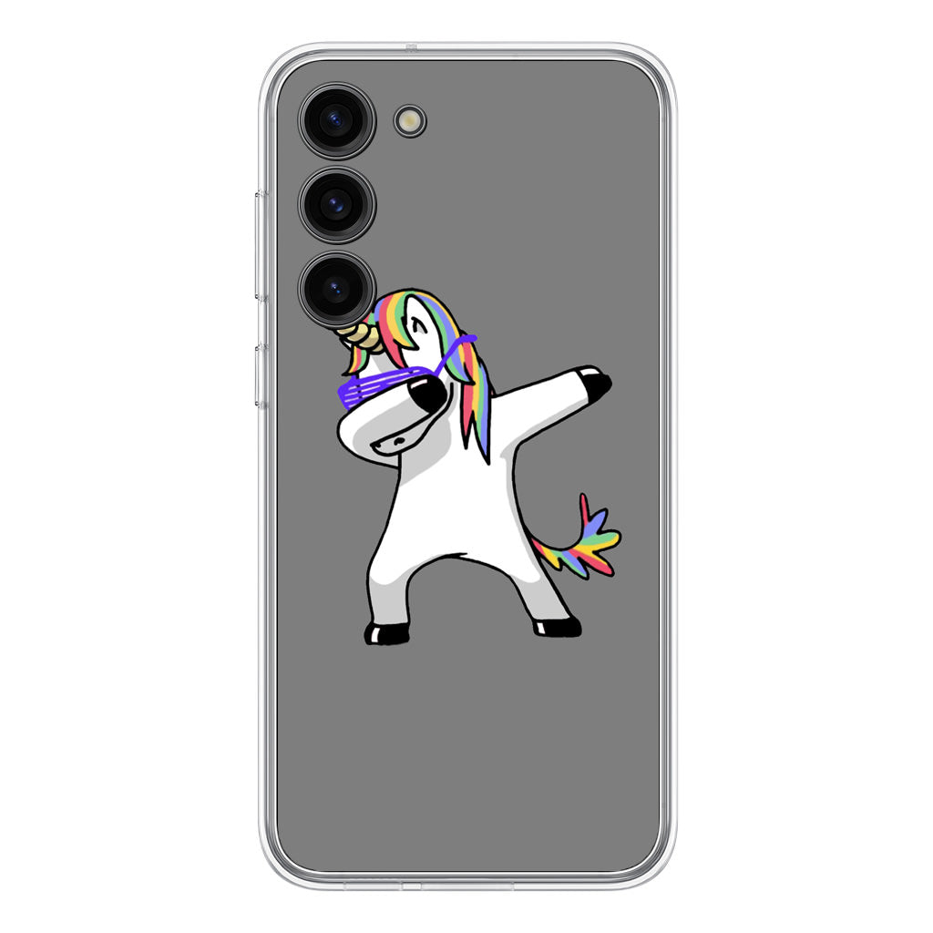 Unicorn Dabbing Grey Samsung Galaxy S23 / S23 Plus Case