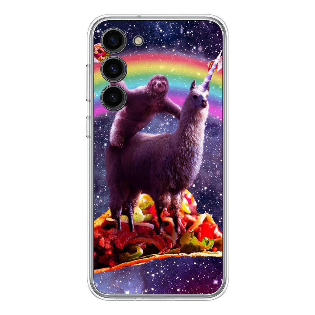 LLama And Sloth On Space Samsung Galaxy S23 / S23 Plus Case