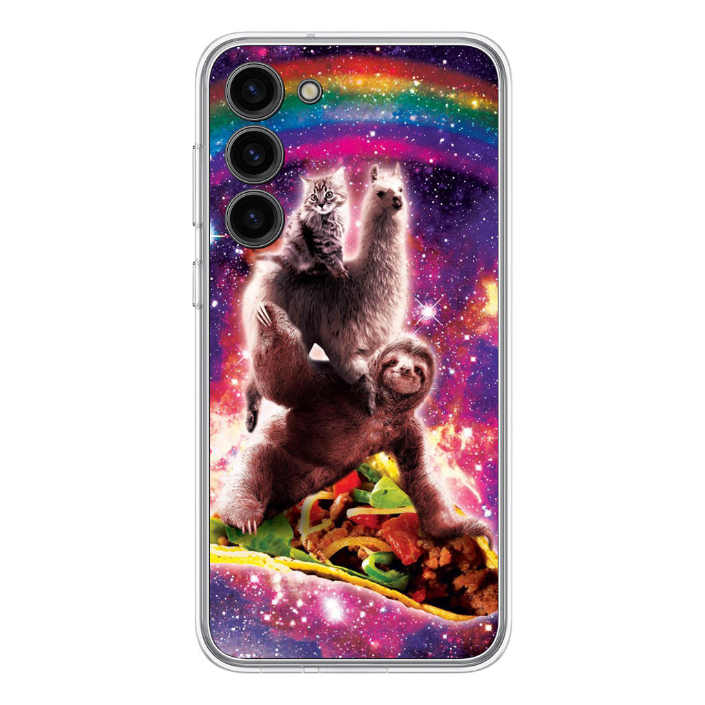 LLama Sloth And Cat Playing Together Samsung Galaxy S23 / S23 Plus Case