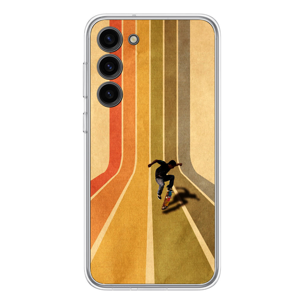 Vintage Skateboard On Colorful Stipe Samsung Galaxy S23 / S23 Plus Case