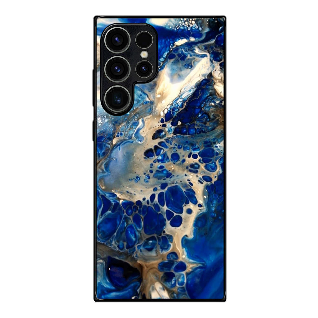 Abstract Golden Blue Paint Art Samsung Galaxy S23 Ultra Case