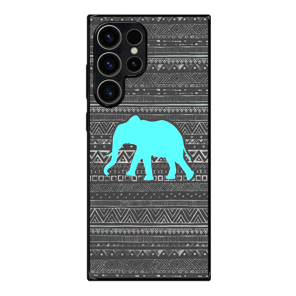 Aztec Elephant Turquoise Samsung Galaxy S23 Ultra Case