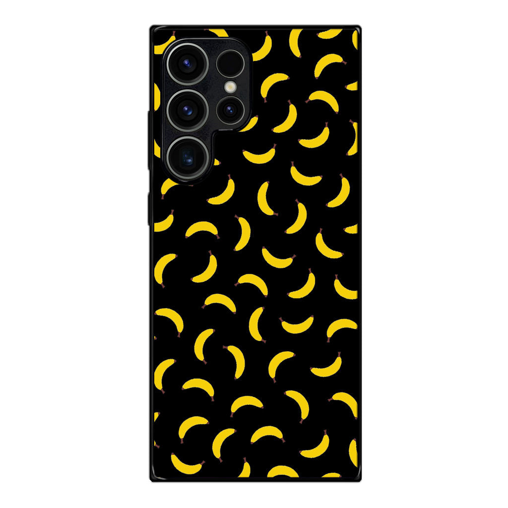 Bananas Fruit Pattern Black Samsung Galaxy S23 Ultra Case