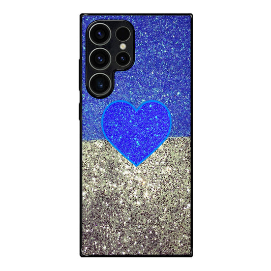 Love Glitter Blue and Grey Samsung Galaxy S23 Ultra Case