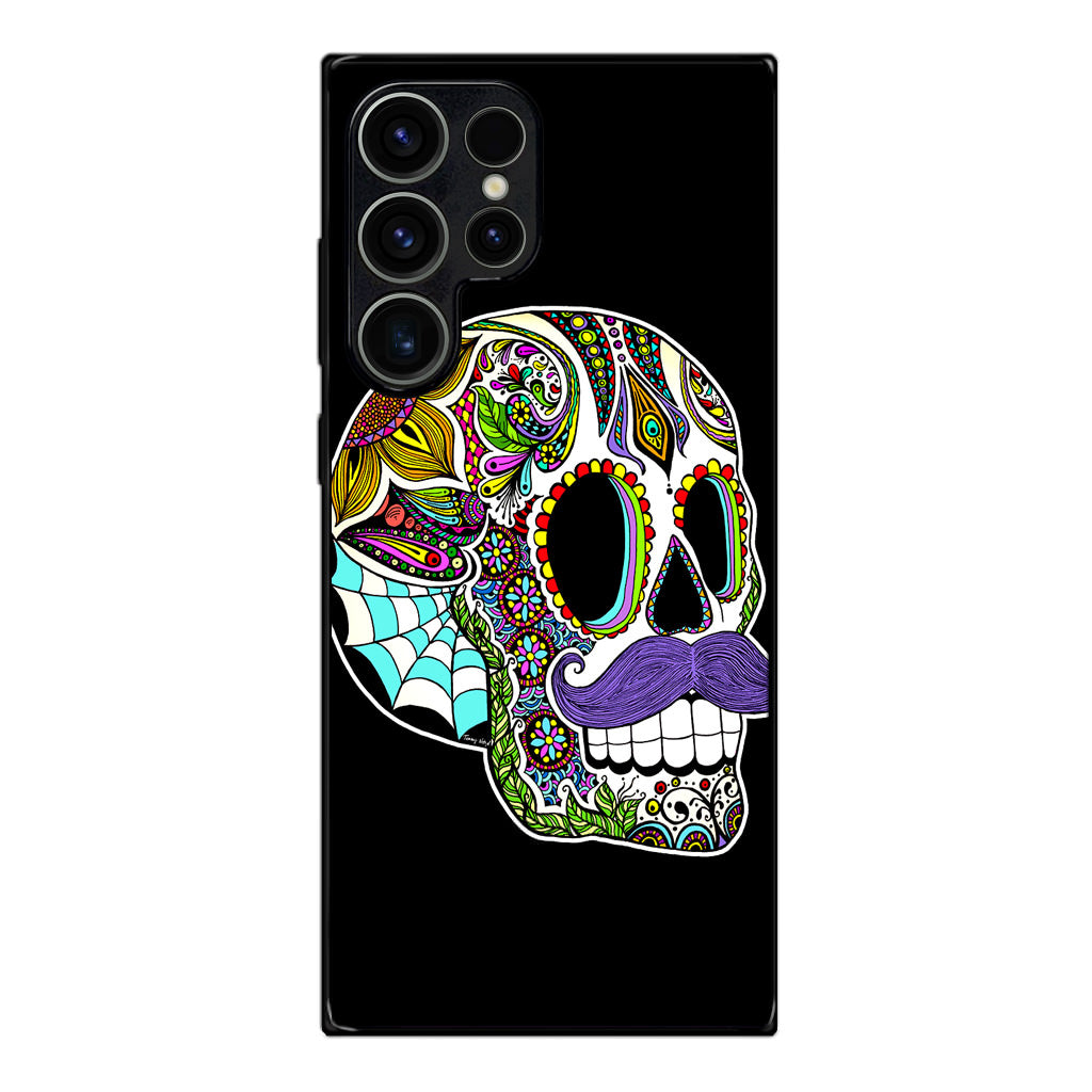 Mustache Sugar Skull Samsung Galaxy S23 Ultra Case