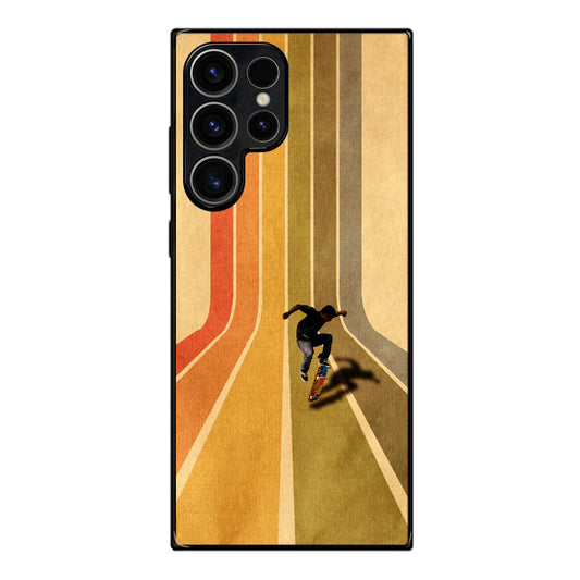 Vintage Skateboard On Colorful Stipe Runway Samsung Galaxy S23 Ultra Case