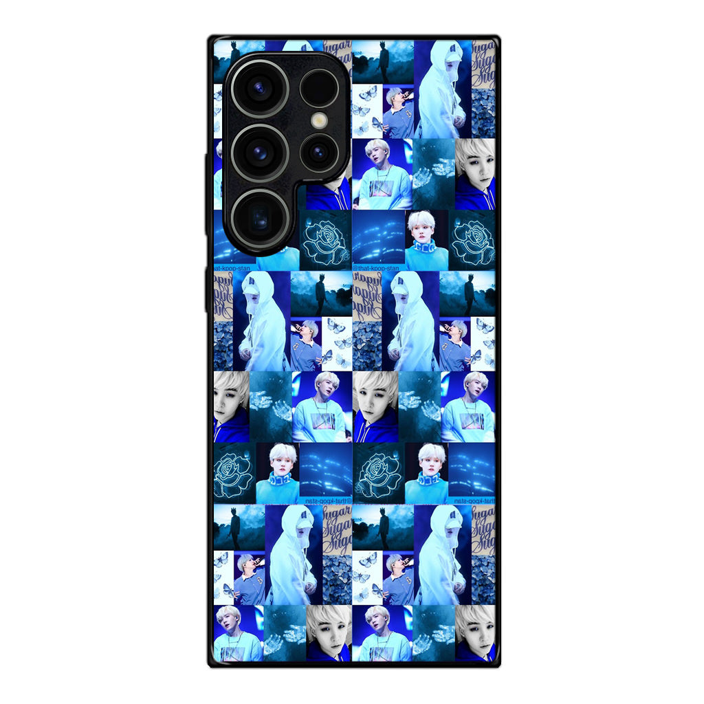 BTS Suga Blue Aesthetic Collage Samsung Galaxy S23 Ultra Case