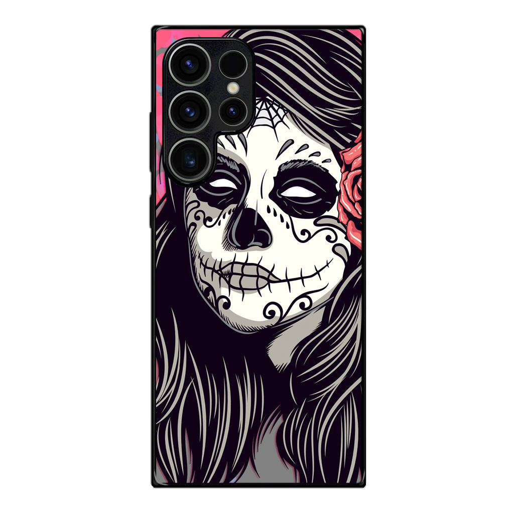 Girl Skull Flower Samsung Galaxy S23 Ultra Case