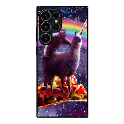 LLama And Sloth On Space Samsung Galaxy S23 Ultra Case