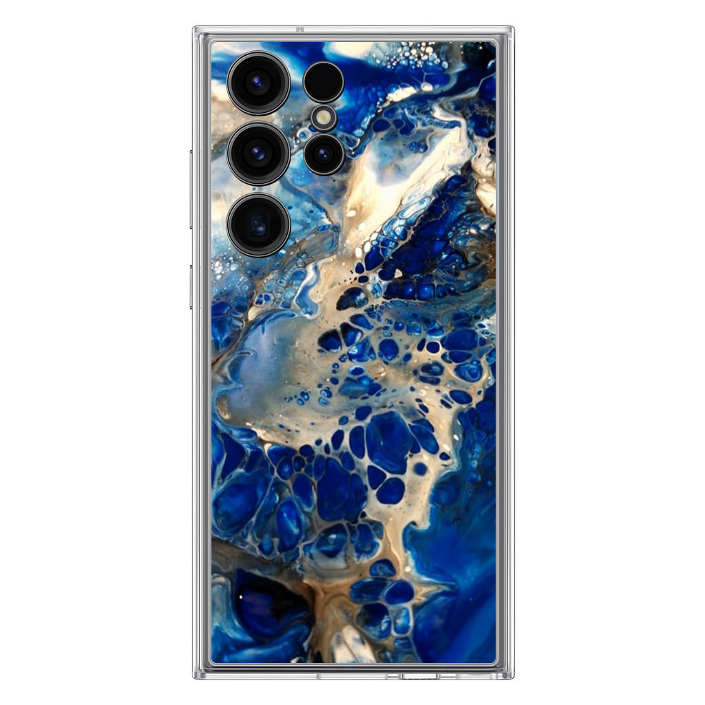 Abstract Golden Blue Paint Art Samsung Galaxy S23 Ultra Case