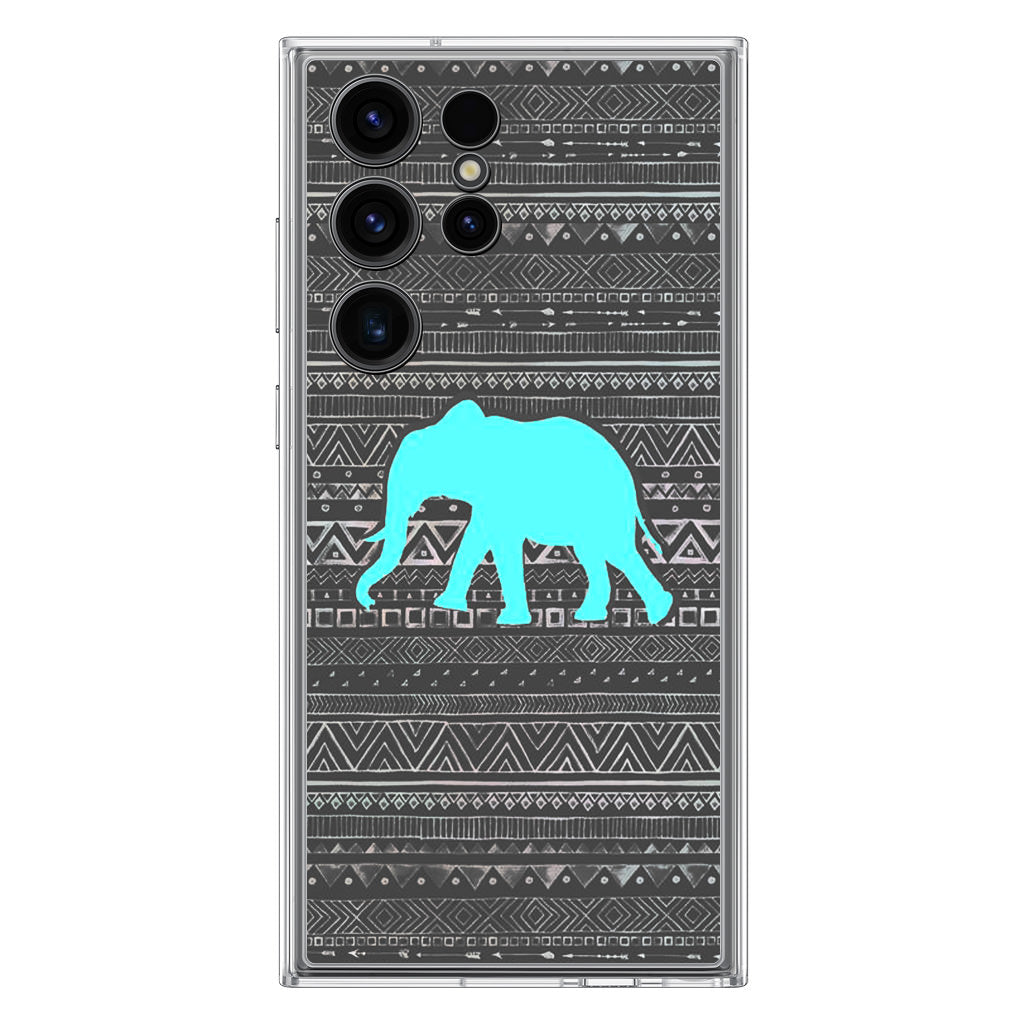 Aztec Elephant Turquoise Samsung Galaxy S23 Ultra Case