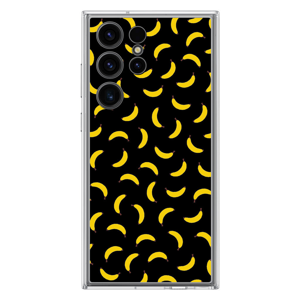 Bananas Fruit Pattern Black Samsung Galaxy S23 Ultra Case