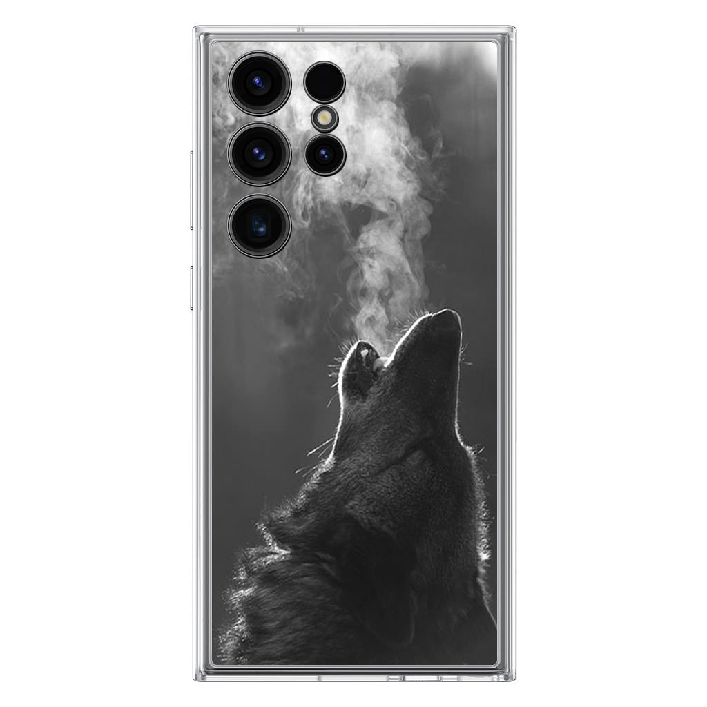 Howling Wolves Black and White Samsung Galaxy S23 Ultra Case